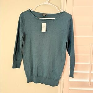 Ann Taylor Teal Embellished Knit Sweater Medium Lightweight